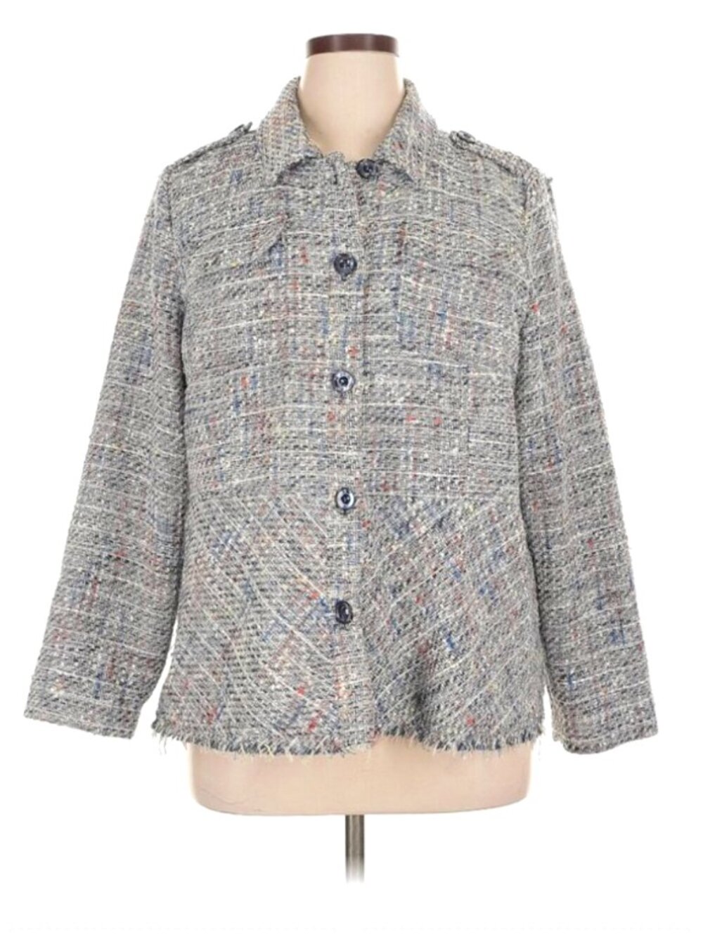 Chico's Women's Tweed Multi-Colored Peplum Blazer - Size 3 (XL) - Like New - Picture 1 of 9